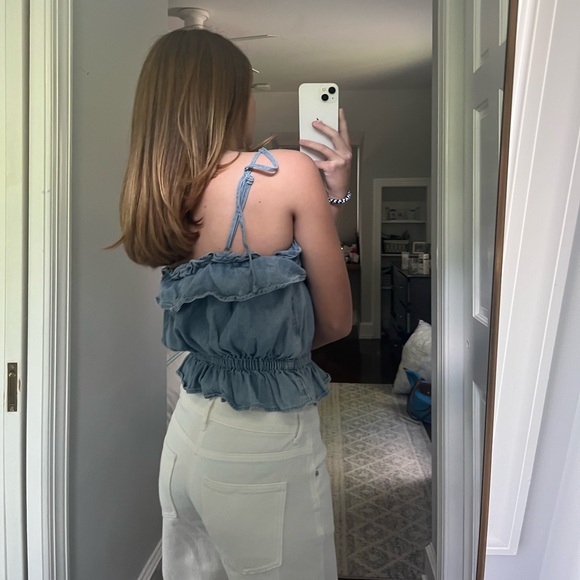 American Eagle Jean Cinched Waist Crop - Picture 2 of 7